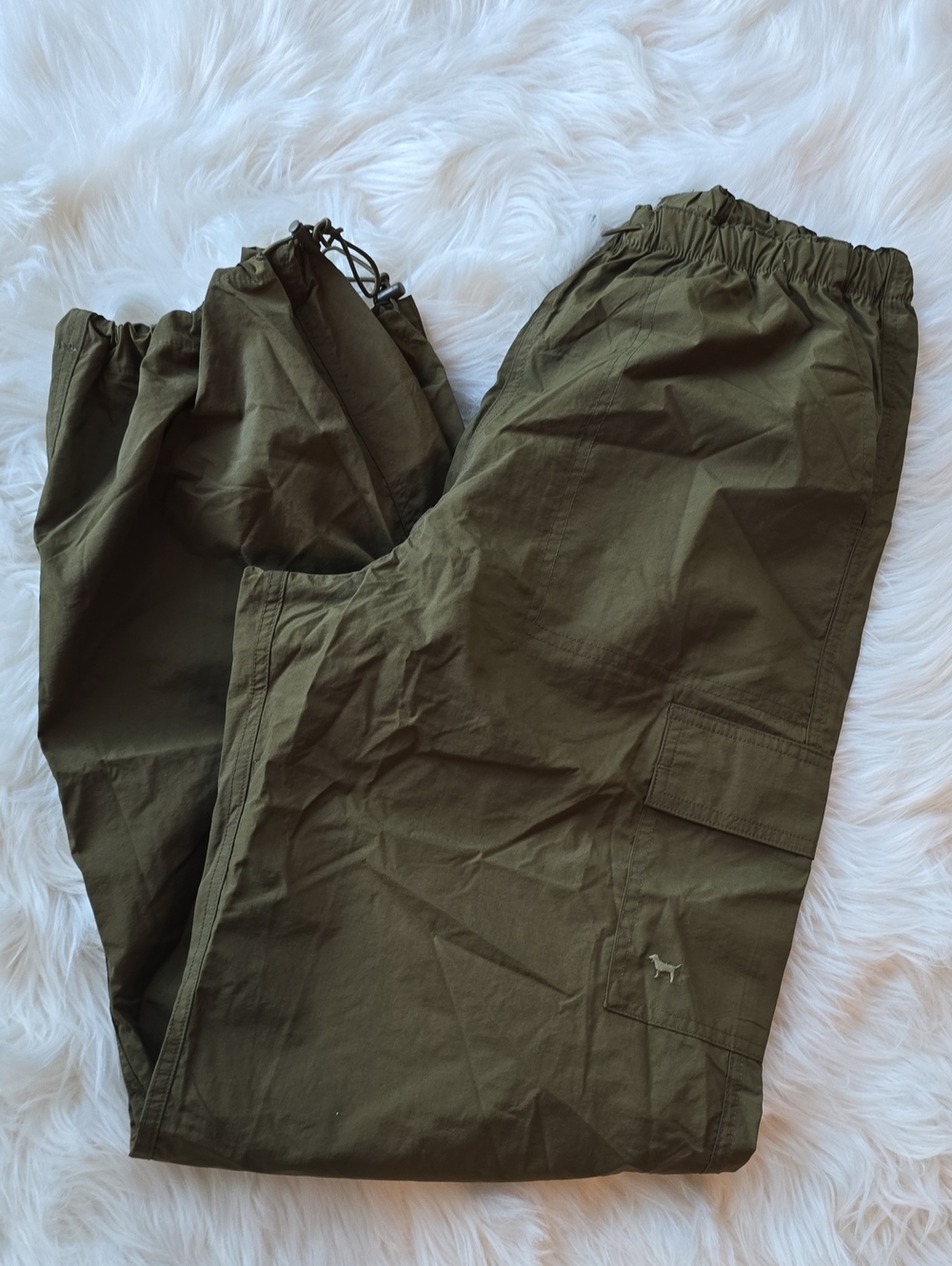 PINK Victoria's Secret Olive Cargo Parachute Pants SIZE XS